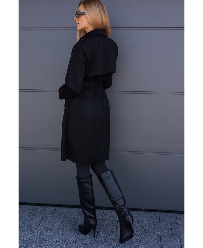 Płaszcz Zamszowy Czarny