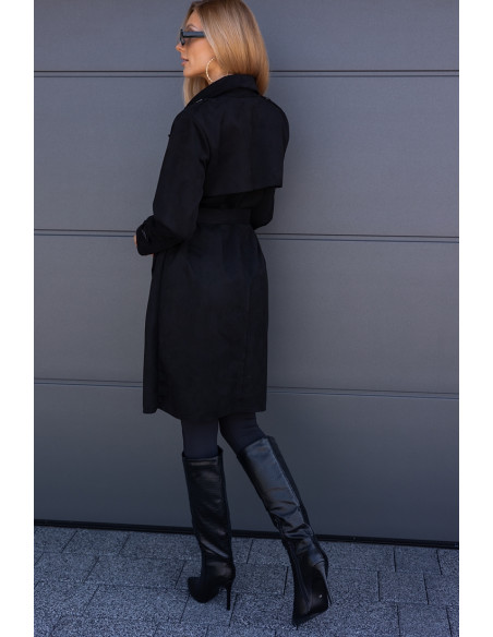 Płaszcz Zamszowy Czarny