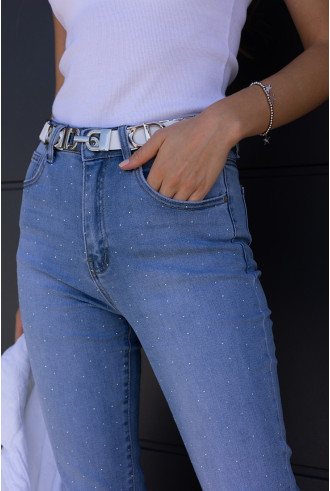 Pasek Done Biało Srebrny 2