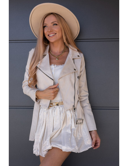 Kurtka Ramoneska Zamszowa Beżowa