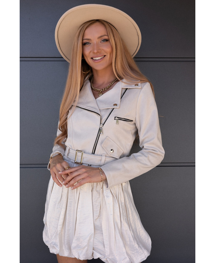 Kurtka Ramoneska Zamszowa Beżowa