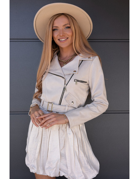 Kurtka Ramoneska Zamszowa Beżowa