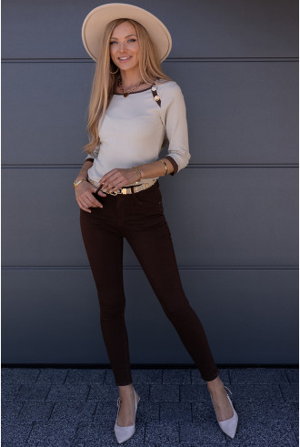 Spodnie Slim Jeans Brązowe 2