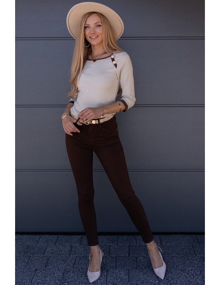 Spodnie Slim Jeans Brązowe