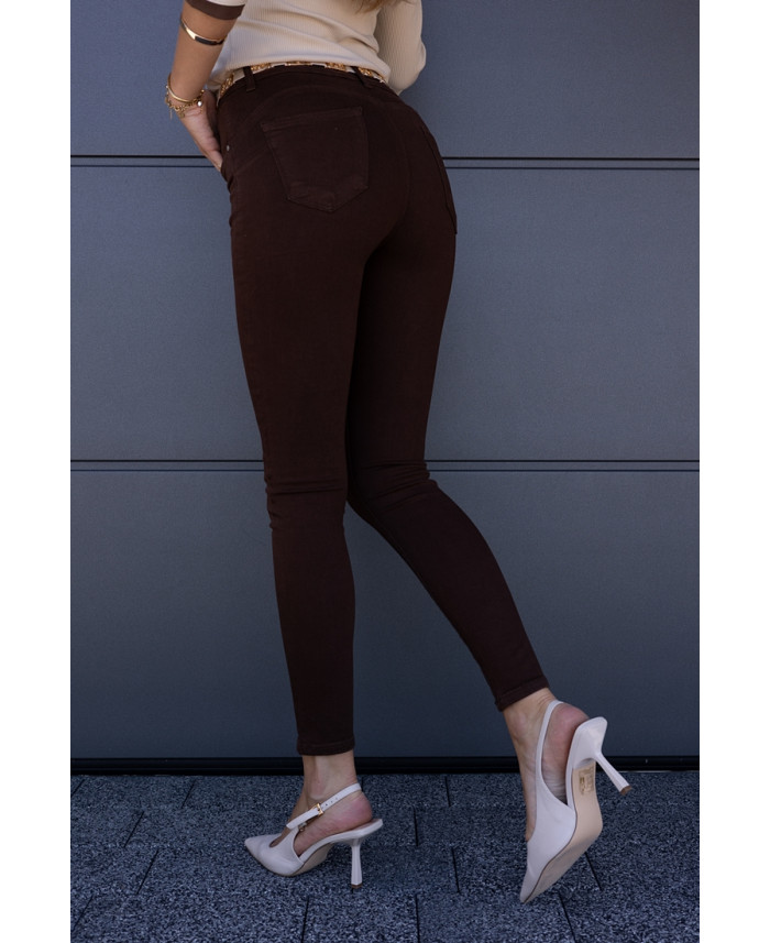 Spodnie Slim Jeans Brązowe