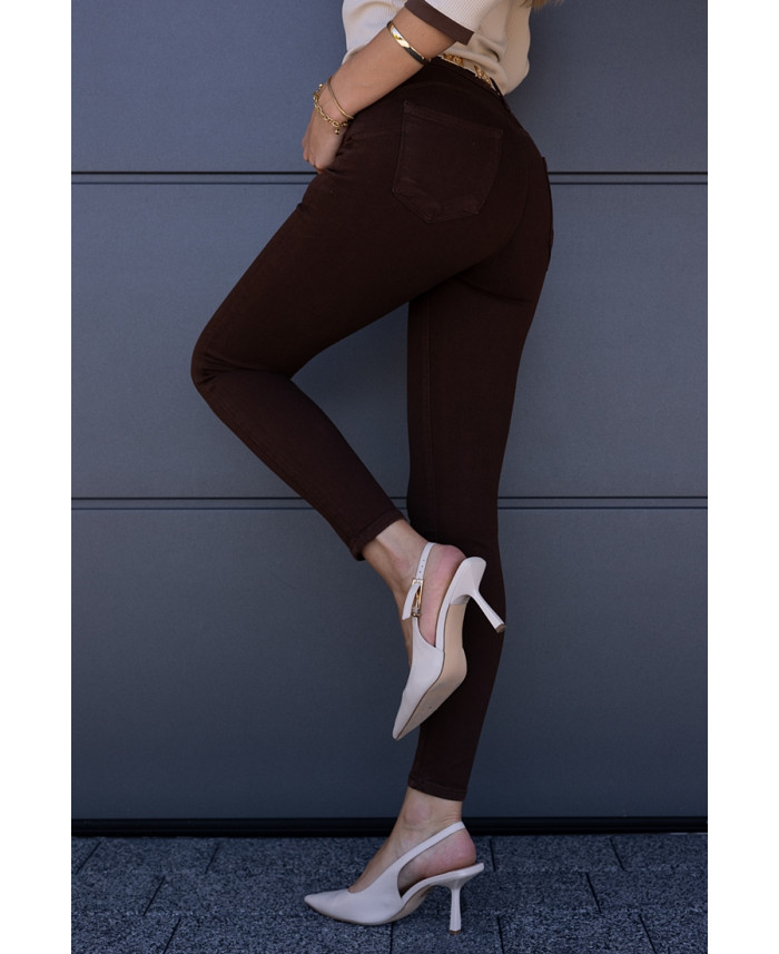 Spodnie Slim Jeans Brązowe
