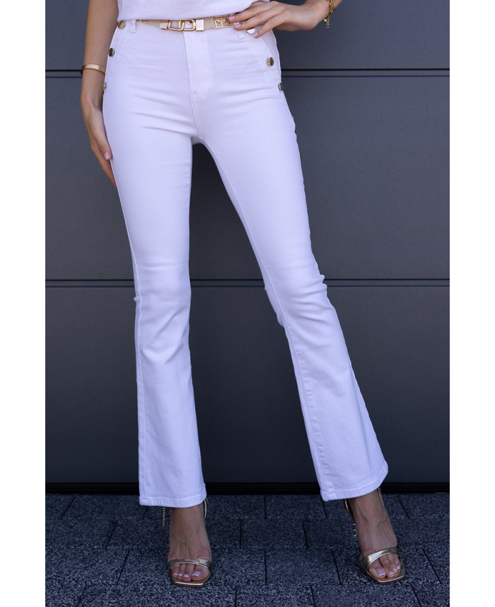 Spodnie Jeans Dzwony Białe
