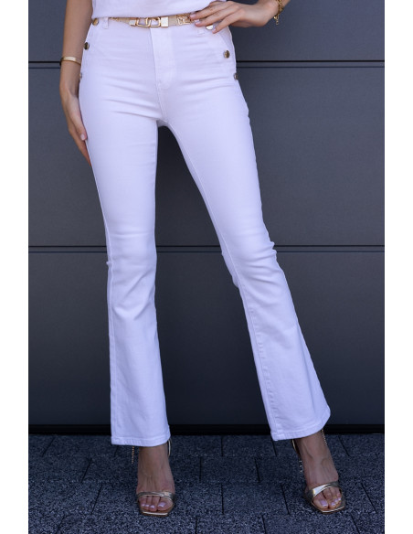 Spodnie Jeans Dzwony Białe