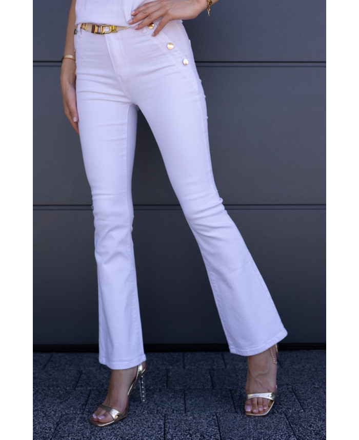 Spodnie Jeans Dzwony Białe