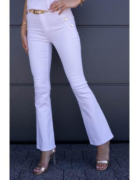 Spodnie Jeans Dzwony Białe