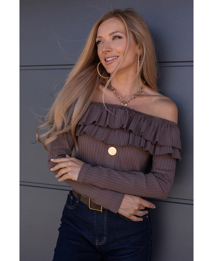 Bluzka Hiszpanka Finez Jasny Brąz