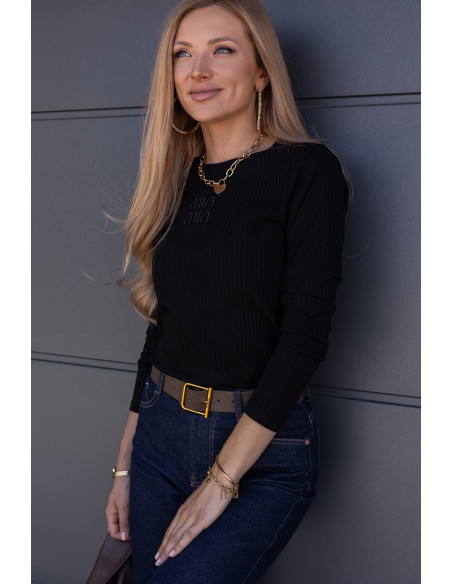 Bluzka Prążek Mimi Czarna