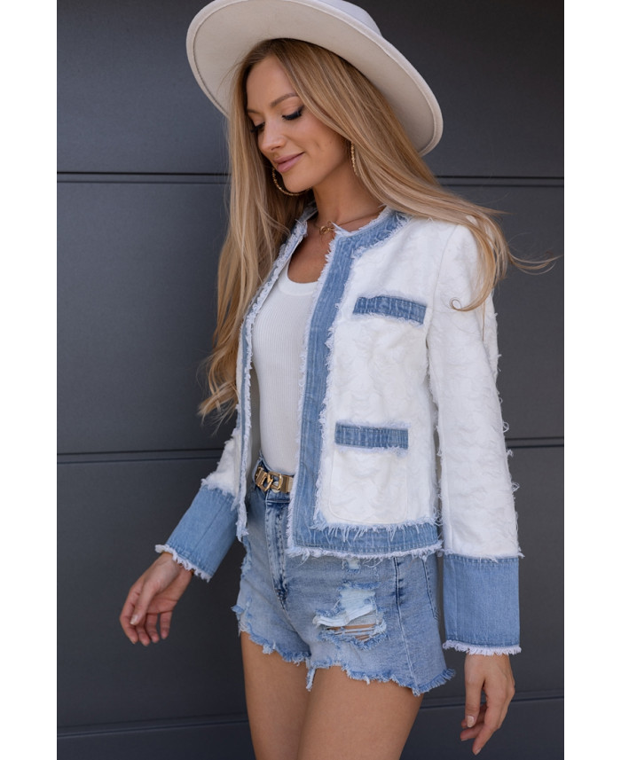 Żakiet z Jeansem Biały