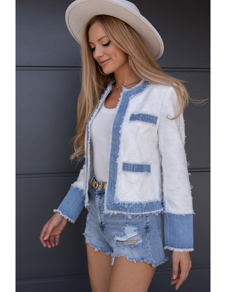 Żakiet z Jeansem Biały