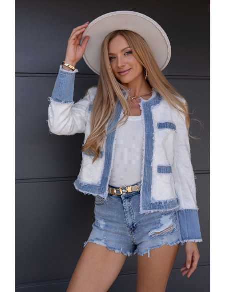 Żakiet z Jeansem Biały