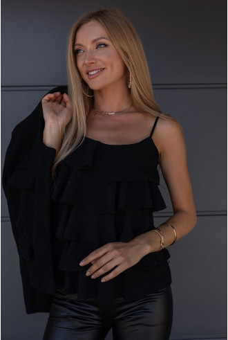Bluzka Falbany Czarna 2
