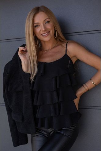 Bluzka Falbany Czarna