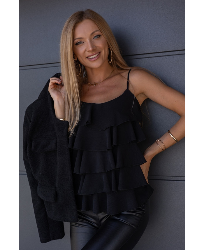 Bluzka Falbany Czarna