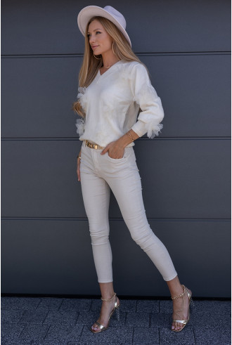 Spodnie Jeans Slim Beżowe 2