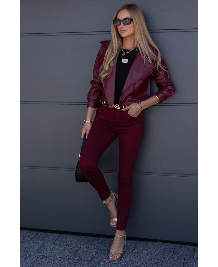Spodnie Slim Jeans Burgund