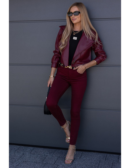Spodnie Slim Jeans Burgund