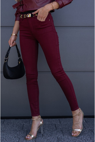 Spodnie Slim Jeans Burgund