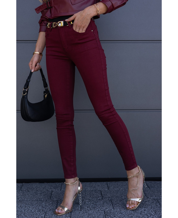 Spodnie Slim Jeans Burgund