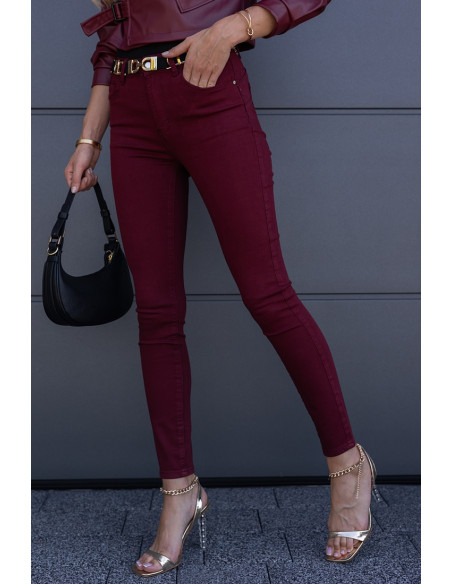Spodnie Slim Jeans Burgund