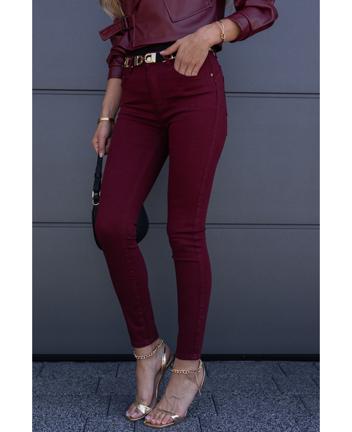 Spodnie Slim Jeans Burgund