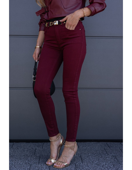 Spodnie Slim Jeans Burgund
