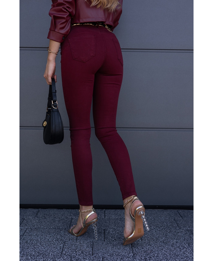 Spodnie Slim Jeans Burgund