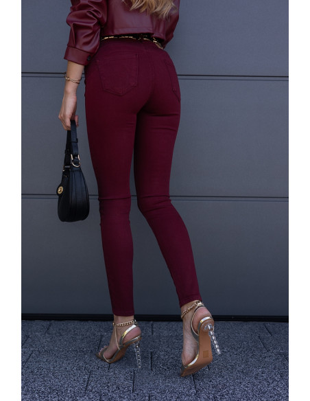 Spodnie Slim Jeans Burgund