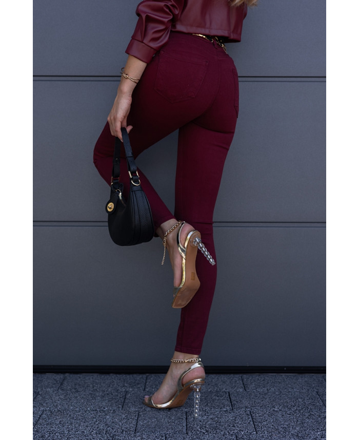 Spodnie Slim Jeans Burgund