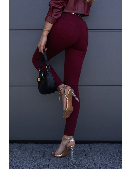 Spodnie Slim Jeans Burgund