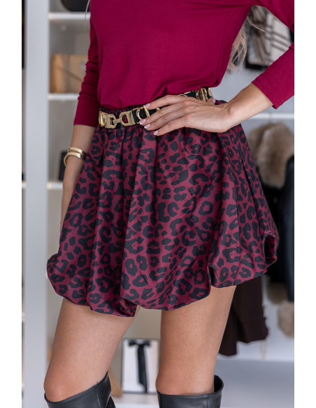 Spódnica Bombka Panterkowa Bordowa