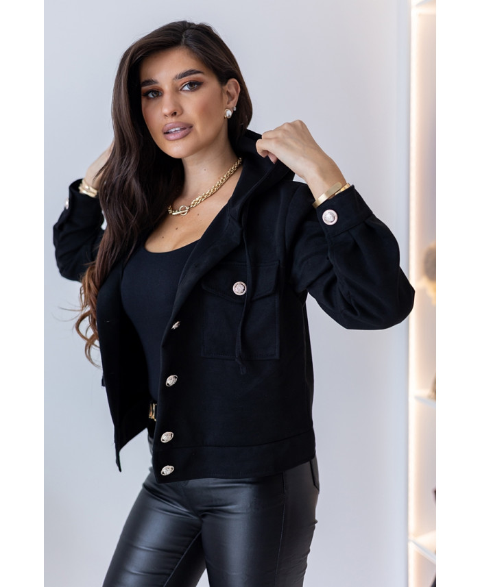 Kurtka Zamszowa z Kapturem Czarna