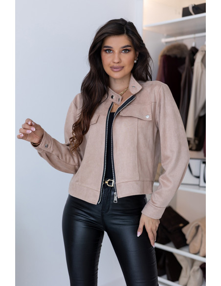 Kurtka Zamszowa Amber Ciemny Beż