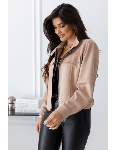 Kurtka Zamszowa Amber Ciemny Beż