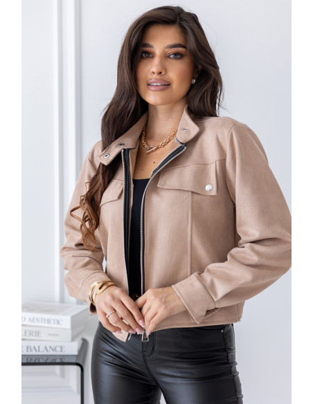 Kurtka Zamszowa Amber Ciemny Beż