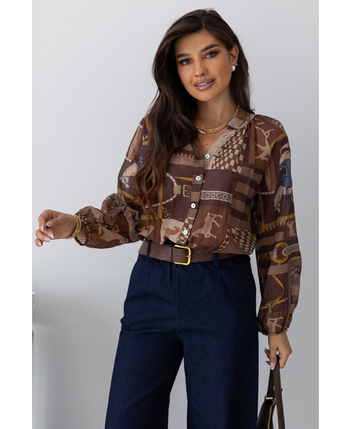 Koszula Horses Brązowa