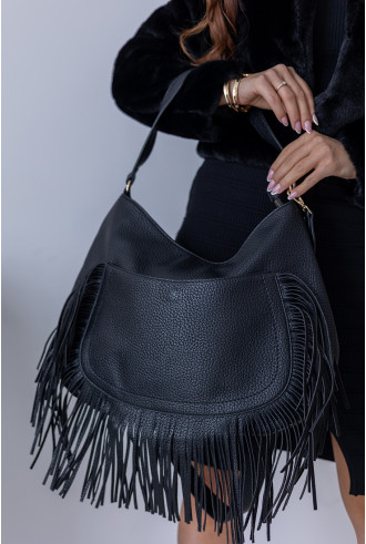 Torebka Baggy Frędzle Czarna 2