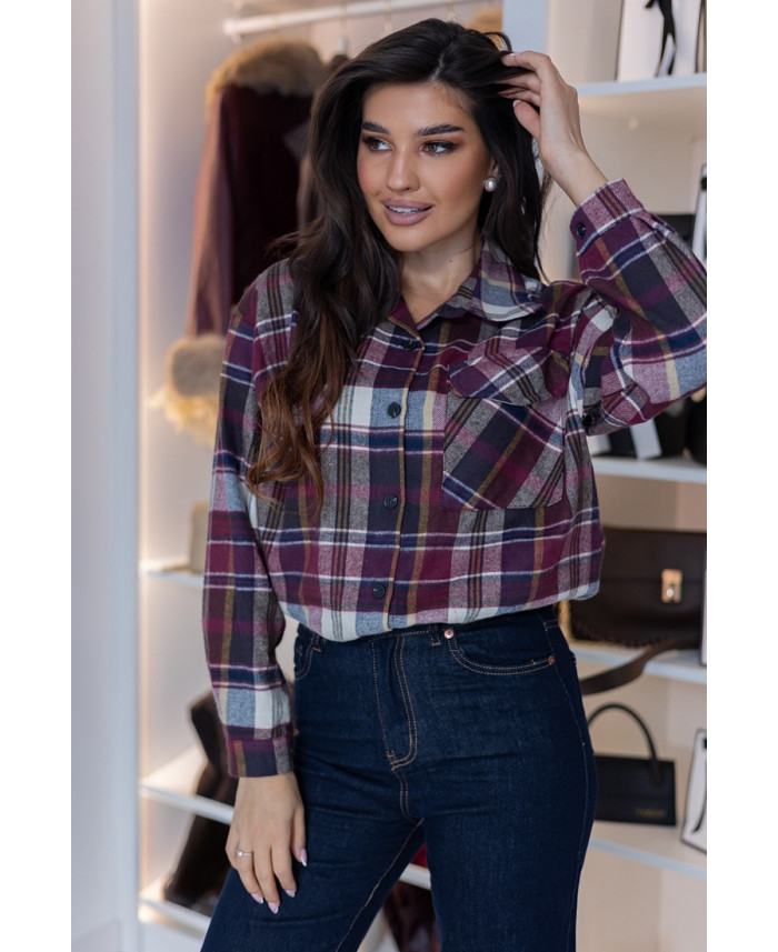 Koszula w Kratkę Bordowa