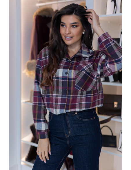 Koszula w Kratkę Bordowa