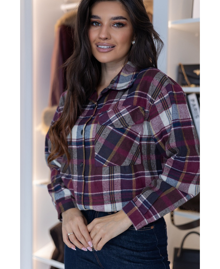 Koszula w Kratkę Bordowa