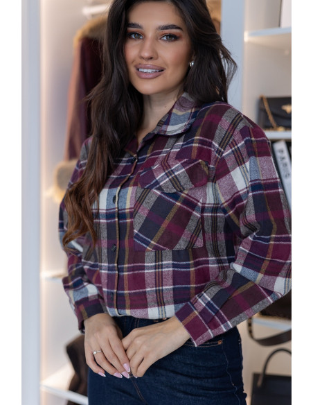 Koszula w Kratkę Bordowa