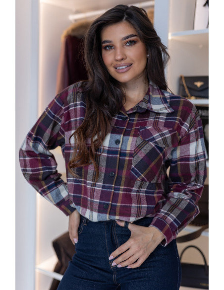 Koszula w Kratkę Bordowa