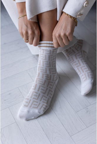 Skarpetki Feel Biało-Beżowe