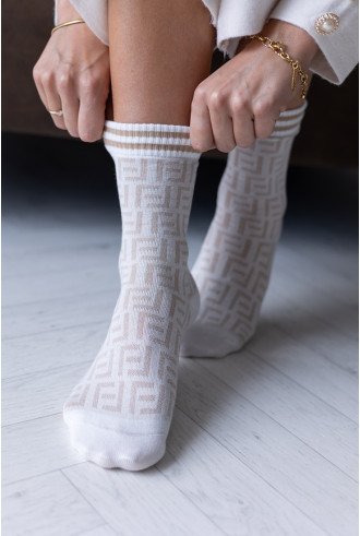 Skarpetki Feel Biało-Beżowe 2