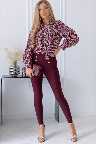 Leginsy Buttoni Bordowe 2