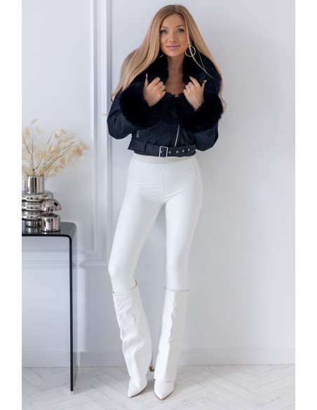 Kurtka Ramoneska Jeans z Futerkiem